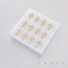 12PCS OF MULTI CZ CROSS CENTER HEART CZ 316L SURGICAL STEEL NOSE HOOP NOSE RING BOX